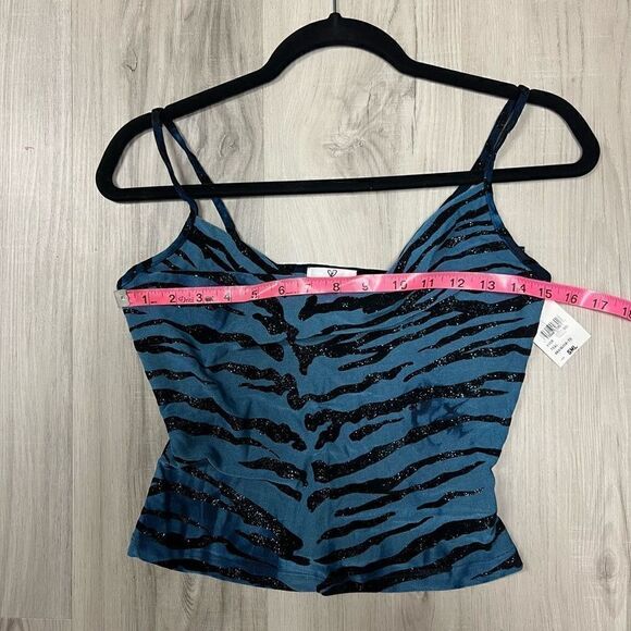 Windsor top cowl neck tiger stripe in blue sparkly fabric sz Small Deadstock - Picture 3 of 13